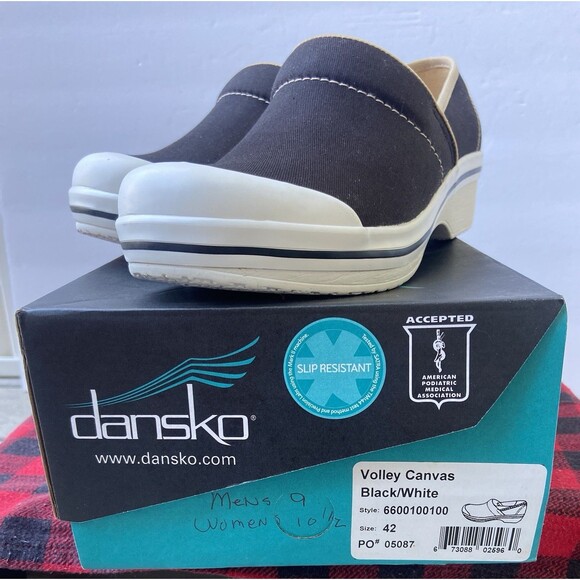 Dansko Vegan Black Canvas Slip Resistant Clogs Shoes Women Sz 42 EU/ 11.5-12 US - Picture 15 of 16